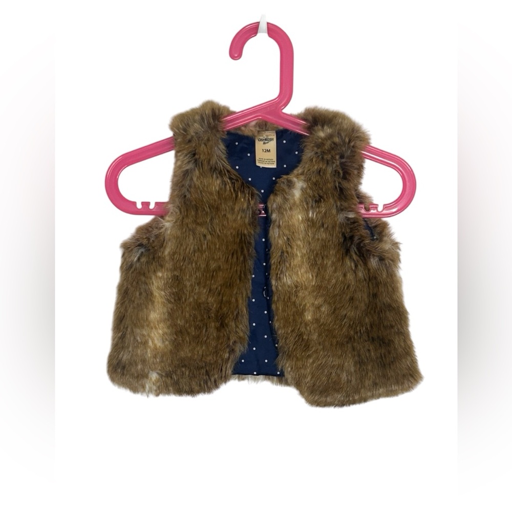 Genuine Kids from Oshkosh B’Gosh Toddler Faux Fur Vest 12 months Brown. NEW